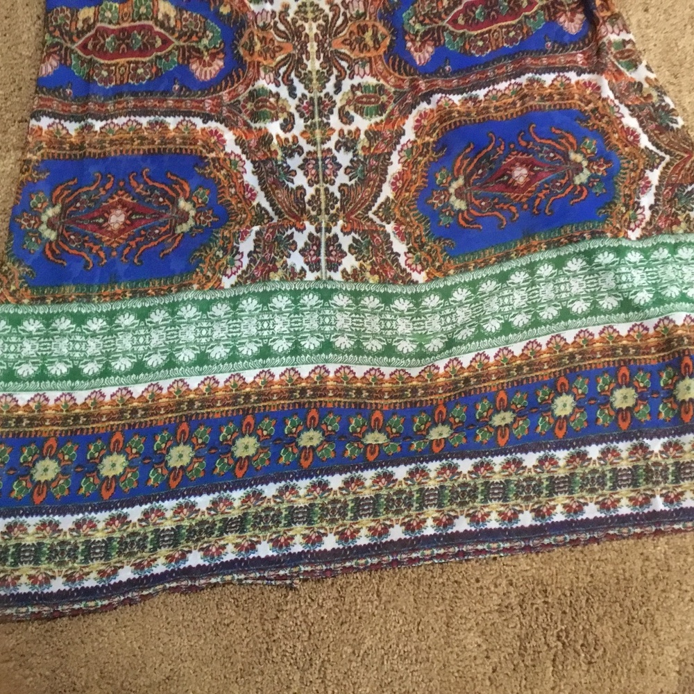 Summer Dress Blue Orange and Green with belt. - Picture 5 of 9